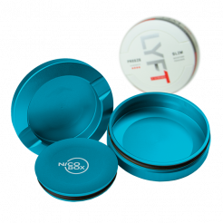 Boite de transport Nicobox pour nicotine pouches en aluminium Bleu