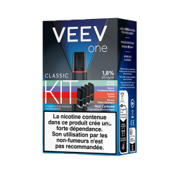 Pack puff rechargeable VEEV ONE Noir Carbone + 4 pods 1,8%