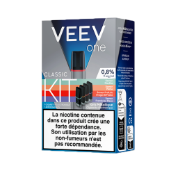 Pack puff rechargeable VEEV ONE Gris Métallique + 4 pods 0,8%