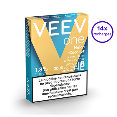 Pack VEEV ONE Melon Noix de coco 14 recharges 20 mg/mL