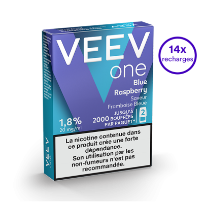 Pack VEEV ONE Framboise bleue 14 recharges 9, 20 mg/mL