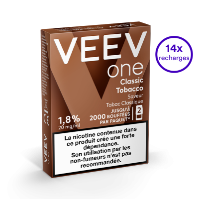 Pack VEEV ONE Classic Tobacco 14 recharges 20 mg/mL
