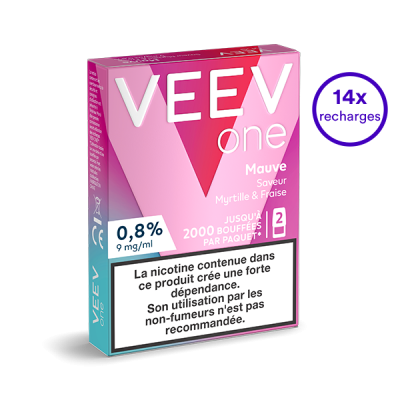 Pack VEEV ONE Myrtille Fraise 14 recharges 9 mg/mL