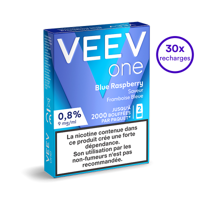 Pack VEEV ONE Framboise bleue 30 recharges 9 mg/mL