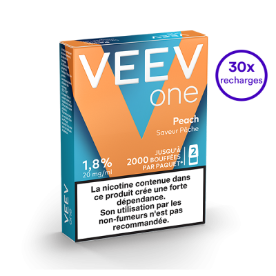 Pack VEEV ONE Pêche 30 recharges 20 mg/mL