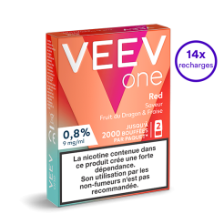 Pack VEEV ONE Fruit du dragon Fraise 14 recharges 9 mg/mL