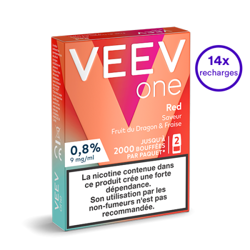 Pack VEEV ONE Fruit du dragon Fraise 14 recharges 9 mg/mL