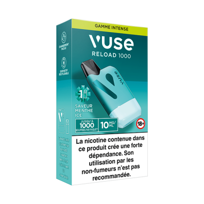 Puff rechargeable VUSE Reload 1000 box Saveur Menthe Ice 10mg