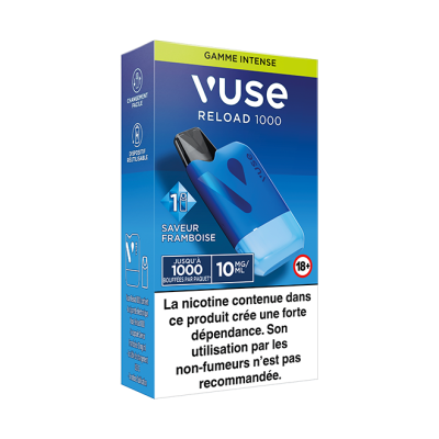 Puff rechargeable VUSE Reload 1000 box Saveur Framboise 10mg