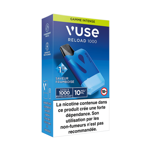 Puff rechargeable VUSE Reload 1000 box Saveur Framboise 10mg
