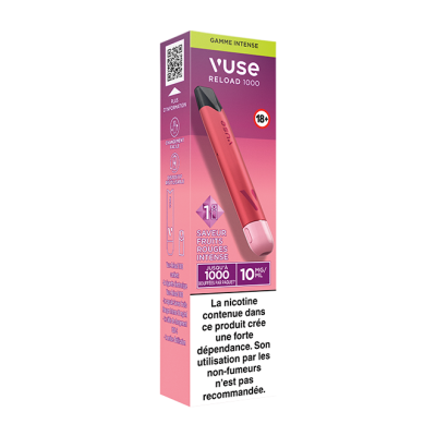 Puff rechargeable VUSE Reload 1000 bar Saveur Fruits Rouges Intense 10mg