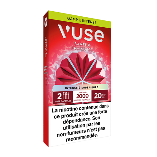 Pods VUSE Fraise Ice 2 recharges 10, 20 mg/mL