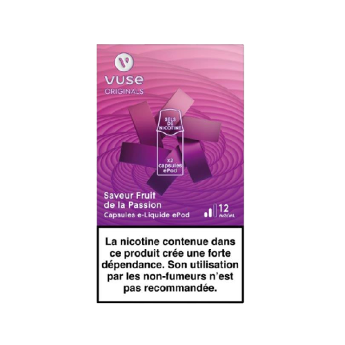Pods VUSE Fruit de la passion 2 recharges 12 mg/mL