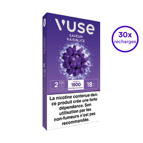 Pack VUSE Raisin Ice 30 recharges 18 mg/mL