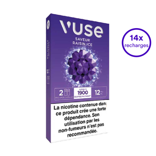 Pack VUSE Raisin Ice 14 recharges 12 mg/mL
