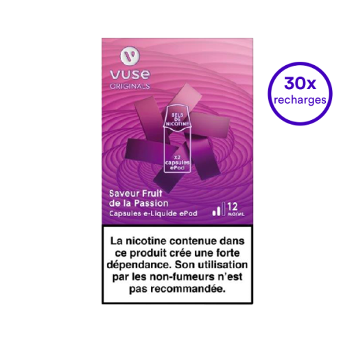 Pack VUSE Fruit de la passion 30 recharges 12 mg/mL