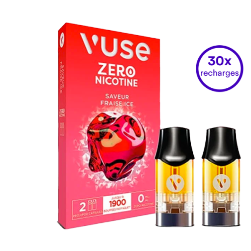 Pack VUSE Fraise Ice 30 recharges 0 mg/mL