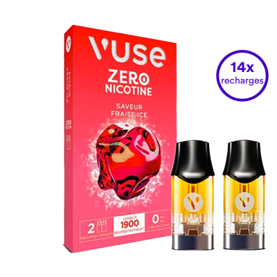 Pack VUSE Fraise Ice 14 recharges 0 mg/mL