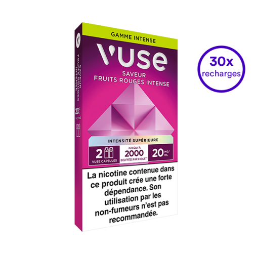 Pack VUSE Fruits rouges Intense 30 recharges 20 mg/mL